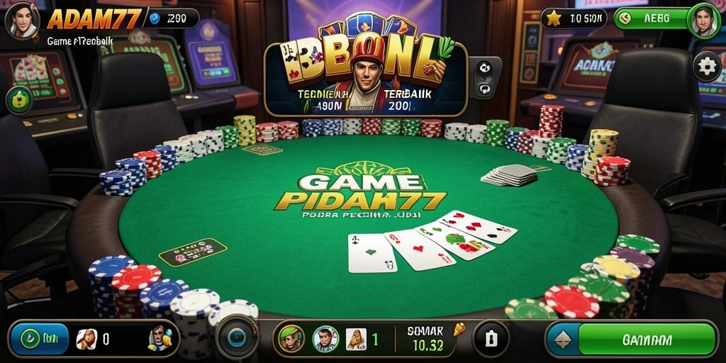 Tampilan gameplay Poker yang seru di ADAM77.