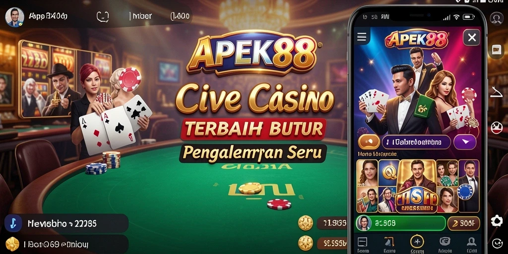 Tampilan menarik dari gameplay APEK88 dengan dealer langsung.