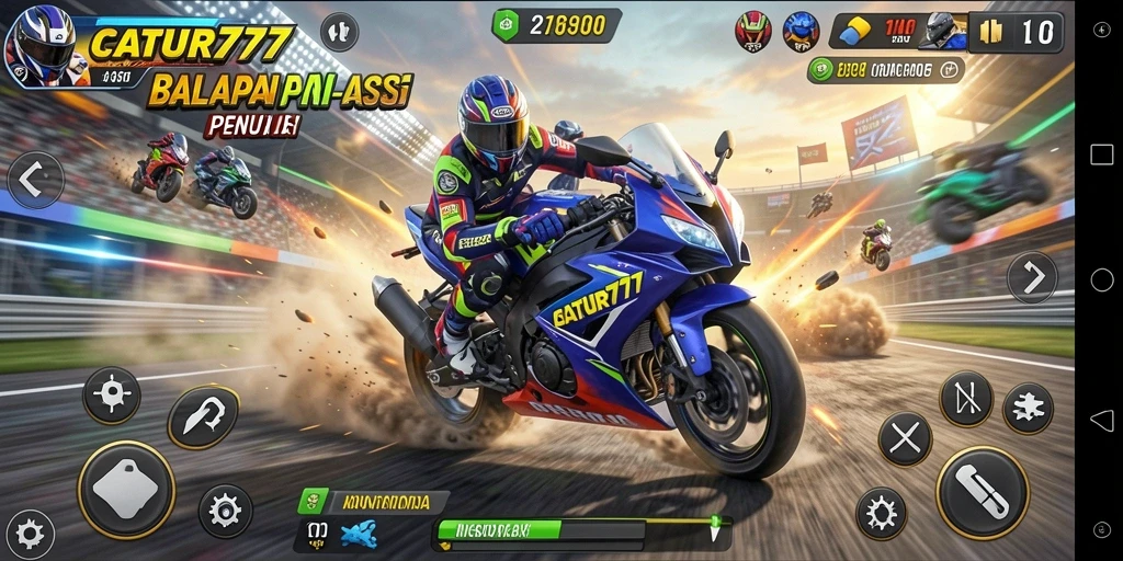 Tampilan gameplay balapan motor yang seru di CATUR777.