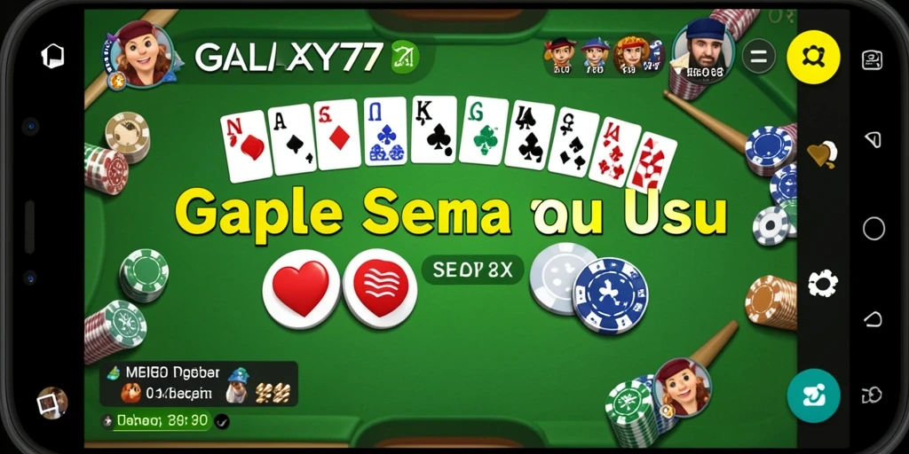 Screenshot GALAXY77 menampilkan gameplay Gaple yang seru dan interaktif.