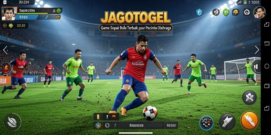 Tampilan gameplay menarik dari JAGOTOGEL yang menampilkan aksi sepak bola.