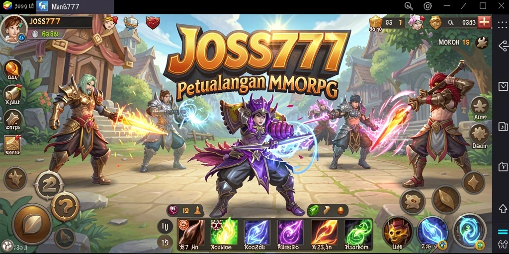 Tampilan gameplay JOSS777 menampilkan petualangan epik di dunia MMORPG.
