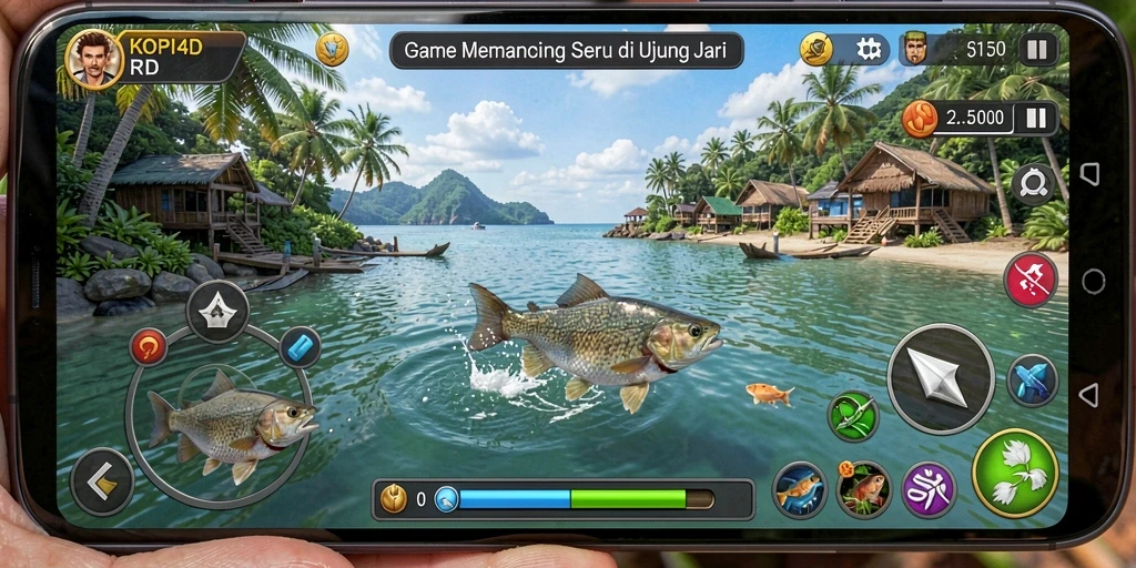 Screenshot gameplay KOPI4D: tampilan memancing yang mendebarkan.
