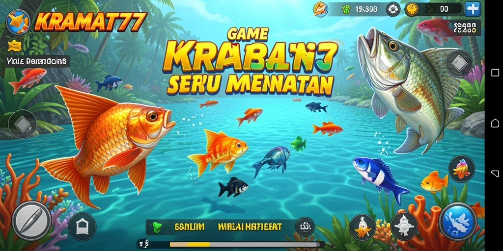 Screenshot KRAMAT77 menampilkan beragam ikan yang bisa ditangkap.