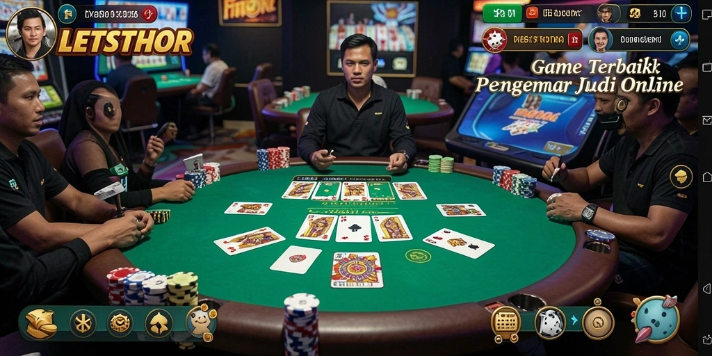 Tampilan gameplay menarik dari LETSTHOR yang menghadirkan Poker klasik.