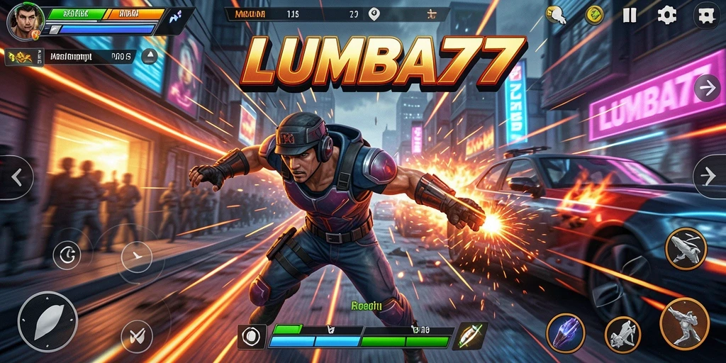 Tampilan gameplay yang menegangkan dan penuh aksi di LUMBA77.