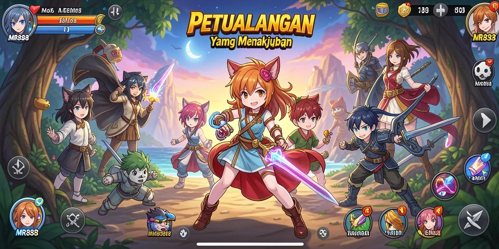Screenshot gameplay MR888 menampilkan aksi karakter Anime yang seru.