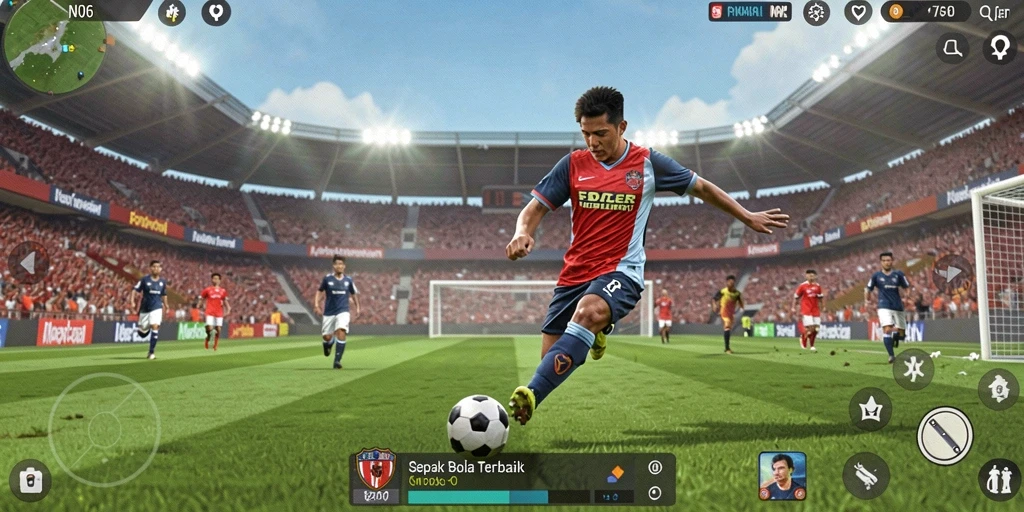 Tampilan gameplay N06 yang menegangkan di lapangan sepak bola.