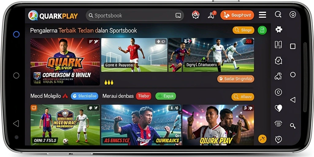 Tampilan gameplay yang menarik dan interaktif dari aplikasi Sportsbook.