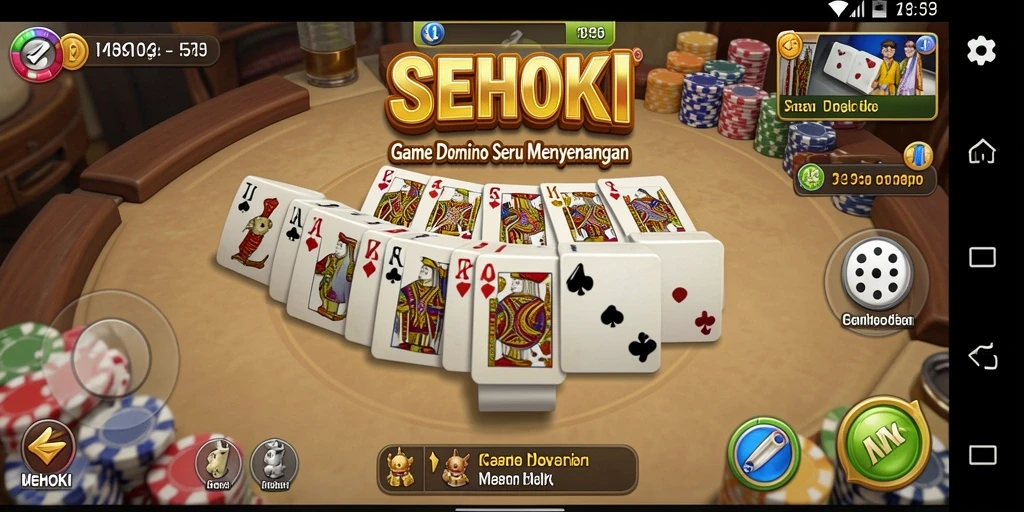 Screenshot gameplay SEHOKI yang menunjukkan keasyikan bermain Domino.