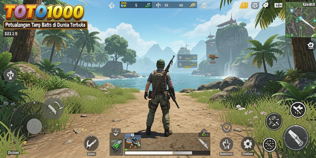 Tampilan gameplay epik dari TOTO1000 di dunia terbuka.