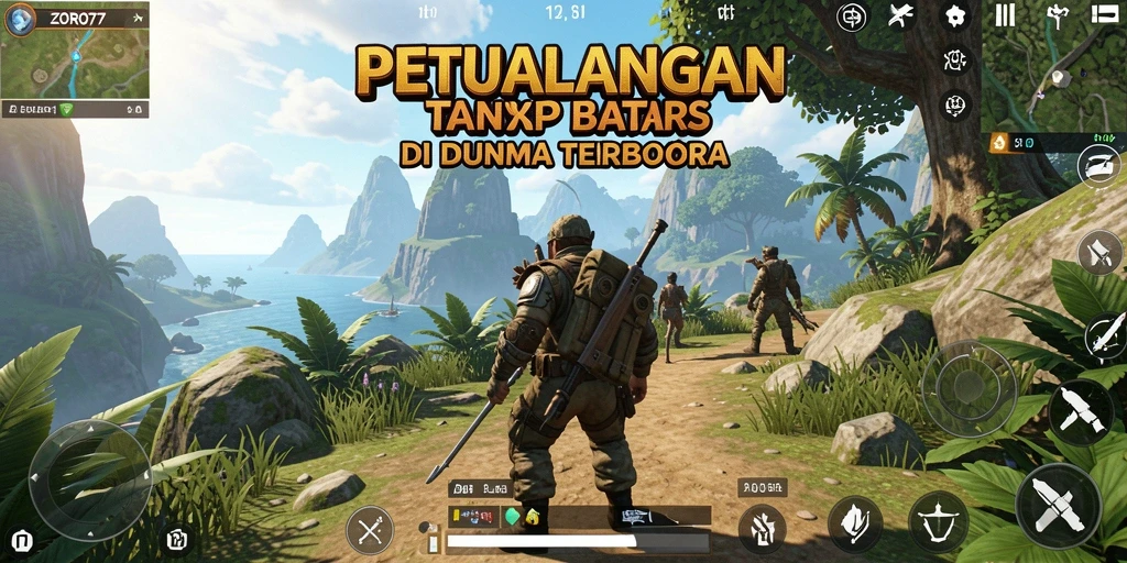 Tampilan gameplay ZORO77 dengan pemandangan dunia terbuka yang memukau.